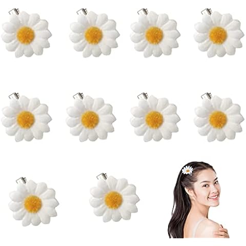 10 Pieces Flower Hair Pins Daisy Hair Accessories Beach Wedding Alligator Clip Cloth Ponytail Hair Clips Daisy Flower Barrettes Small Flower Hairpin for Ladies Girls Cover