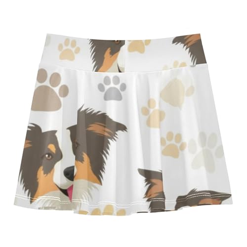 Tennis Skirts Toddler Cute Dogs Paw Prints White Athletic Shorts for Girls Skorts Dance School 4t2