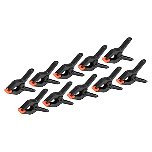 PATIKIL 4 Inch Spring Clamps, 10 Pack Plastic Flexible Anti-slip Strong Backdrop Clamp Clips for Stand DIY Project Photography Studio Craft, Black