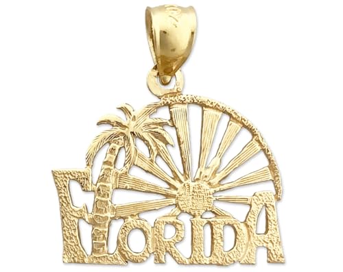 14K Gold Florida Palm Tree Sunset Charm