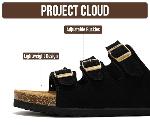 Image of Project Cloud 100% Genuine Leather Summer Sandals for Women 2026 - Memory Foam & Cork Footbed Beach Vacation Essentials Womens Sandals Comfortable Lightweight Slides for Women Footwear (Capri)