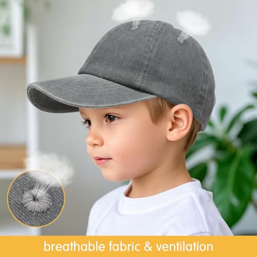 Kids Baseball Cap for Age 2-5,Adjustable Vintage Washed Cotton Toddler Baseball Hat for Boys & Girls4