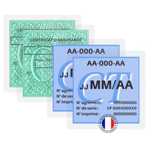 Idée Pro Mobilité® – Lot de 4 Protections Vignette Assurance & Contrôle Technique – Film Transparent Adhésif Étanche 75x75 mm – Fabriqué en France