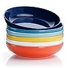 Sweese 124.002 Porcelain Salad Pasta Bowls - 30 Ounce - Set of 6, Hot Assorted Colors
