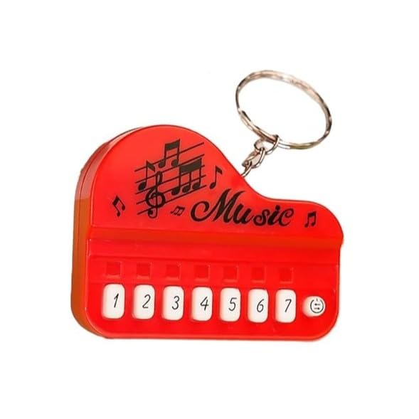 Red Micro Piano Keychain Portable Keyboard Instrument Mini Electronic with Lights Pianos and Keyboards Musical Instrument Accessories Gift