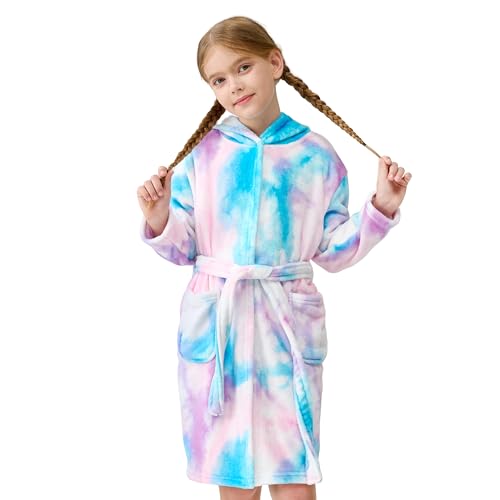 Giggling Getup Christmas Kids Robes, Hooded Girls Bath Robe, Girls Christmas Pajamas2