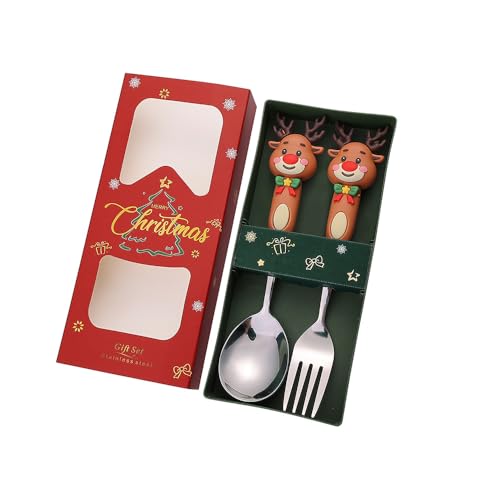 ZWWAAZHF Juego de cubiertos con temática navideña de acero inoxidable 410, cuchara y tenedor, accesorios de comedor para varias ocasiones, decoración de mesa de comedor y fiesta