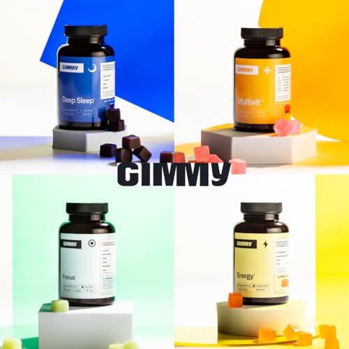 GIMMY No Stress Gummies – Nahrungsergänzungsmittel zur Stressreduktion mit Zitronenmelisse, L-Theanin, GABA und Folsäure (Vitamin B11). – Vegan, zuckerfrei und glutenfrei (60 Stück)