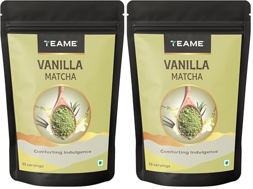 Image of TE-A-ME Vanilla Matcha Tea Powder - 50g (33 Servings) | Make Delicious Flavoured Matcha Vanilla Latte | 100% Natural | Ceremonial Grade (Pack of 2)
