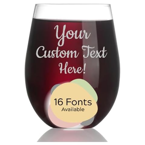 Personalized Gifts for Women or Men, Stemless Wine Glasses 15oz, Permanently Engraved with Custom Text, Your Unique Customizable Gift for Birthday Wedding Cover