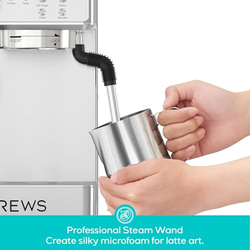 Image of CASABREWS MARENZA Espresso Machine with Built-in Grinder and Steam Wand | Coffee Machine with Milk Frother Steam Wand and LCD Display, Barista-Quality Cappuccino Latte Machine for Home Use