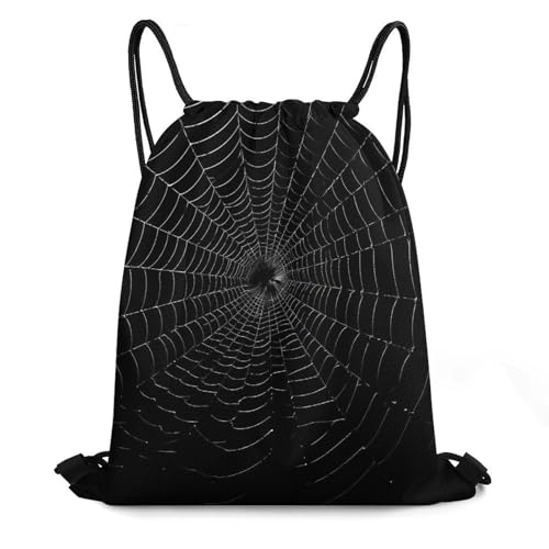 Spider Web Printed Drawstring Backpack Durable Sport Gym Bags Daypack for Men Women 35 * 42cm