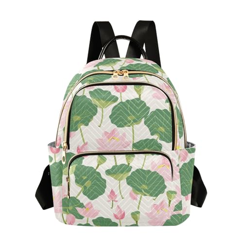 Women Fashion Backpack Purse Flower Lotus Mini Travel Backpack Ladies Shoulder Bag Work Daypack 14L