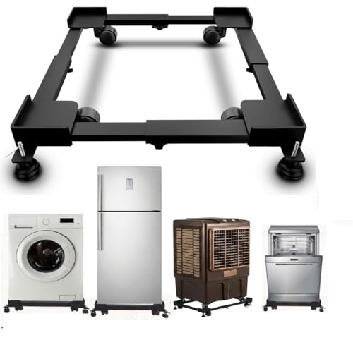 Image of CARE N TOUCH Adjustable Washing Machine Stand with Wheels | Front & Top Load 7kg-10kg Trolley | Fridge & Cooler Stand | Anti-Vibration Rust-Proof Metal Base | Up to 170 KG Black