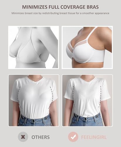Image of FeelinGirl Minimizer Bras for Women Full Coverage Adjustable Straps Glamorise Underwire Bras for Women Moderate Support