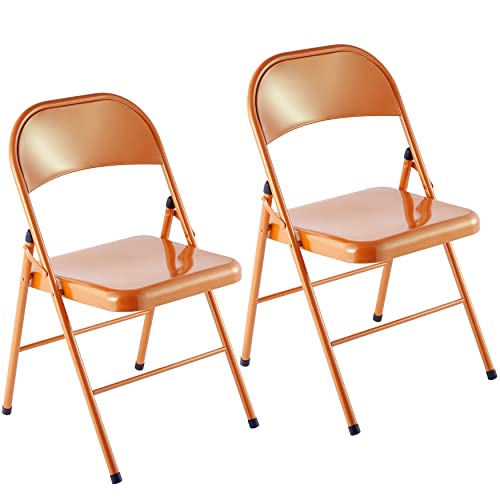 Chaise Pliante LeChamp Lot De 2 - Acier Robust - Capacité 130kg - Beige - Pour Bureau Ou Événements