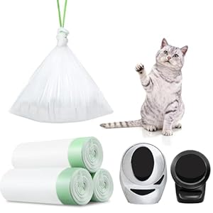 45 bolsas de basura para cajones compatibles con caja de arena robot 4 y 3, gruesos autolimpiantes para cajas de arena para gatos con cordón de alta resistencia de 10 a 12 galones de capacidad