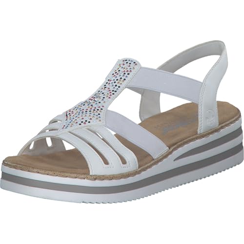Rieker Sandales blanches pour femme, Blanc., 41 EU
