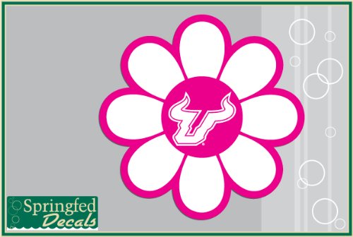 USF BULLS BULL HORNS PINK FLOWER 4" Vinyl Decal South Florida Car Truck Sticker