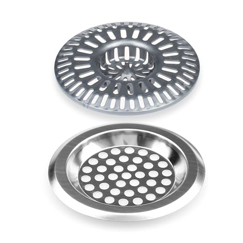 2 Protectores de Drenaje para Baño y Cocina Acero y Plástico