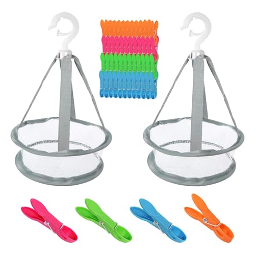 Pinzas para la ropa con cesta, 50 unidades con bolsa de cesta, sin impresión, pinzas de plástico resistentes al viento para tendederos y perchas