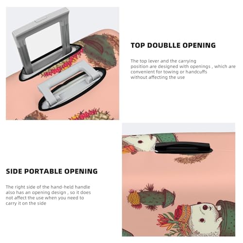 Travel Luggage Cover Hedgehog and cactus Suitcase Protector Elastic Washable Stretch Suitcase Protector Anti-Scratch Travel Suitcase Cover Fit 18-32 Inch Luggage4