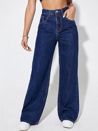 Image of Women's High Waist Denim Jeans | Straight, Relaxed, Wide Leg & Baggy Fit | High Rise Loose Oversized Denim Pants for Women | Comfortable Casual Everyday Wear | Oversized Woman baggys