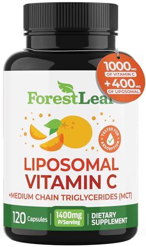 ForestLeaf Liposomal Vitamin C 1000mg Capsules | High Dose Vitamin C Liposomal Supplement w Coconut Oil Fatty Acids | Fast Absorption | Immune Support, Antioxidant, Collagen Production | 120 Vegan Cap