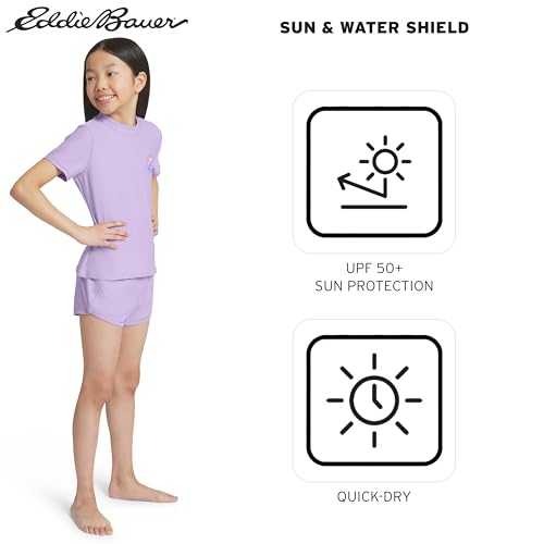 Image of Eddie Bauer Girls' Swim UPF 50+ Short Sleeve Sun Tee Rash Guard Shirt