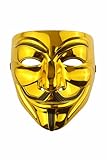 Active Star Vendetta Anonymous Hacker Smile Mask for Adults & Kids, Scary Fancy Dress Costume Accessory for Halloween, World Book Week, Cosplay, Masquerade Party & Themed Events, (Gold)