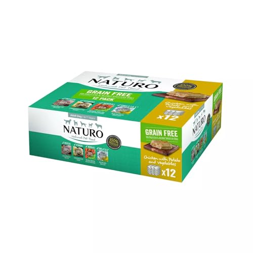 Naturo Adult Grain Free Dog Food, Chicken & Potato with Vegetables, 12 x 400g Trays