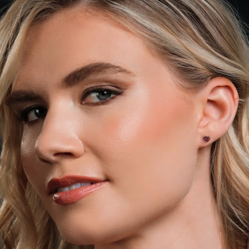 Gem Stone King 14K Yellow Gold Customized and Personalized Heart Shape 6MM Gemstone Birthstone Stud Earrings | Gold Earrings For Women Men4