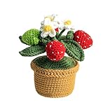 Photo Gallery wait fly fiori artificiali fatti a mano all uncinetto con vaso all uncinetto, bella pianta in vaso per casa ufficio scrivania mensola decorazione - fragola - 1 pezzo Photo Gallery wait fly fiori artificiali fatti a mano all uncinetto con vaso all uncinetto, bella pianta in vaso per casa ufficio scrivania mensola decorazione - fragola - 1 pezzo