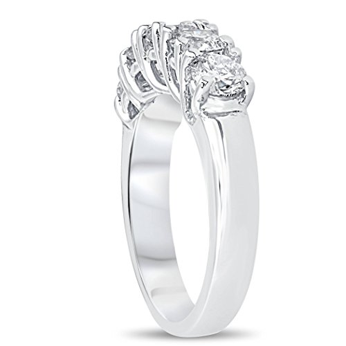 Pompeii3 14K White Gold Diamond Ring Five Stone Wedding Band 1 1/2Cttw #TOP1