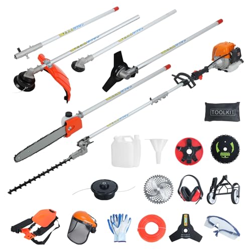 52cc Gas Weed Eater, Multi Weed Wacker with Brush Cutter & Hedge Trimmer