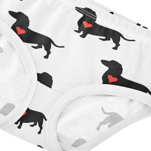 Wusikd Dachshund Dog Girls' Underwear Cotton Red Heart Cute Girls Briefs Soft Toddler Underwear 3T4
