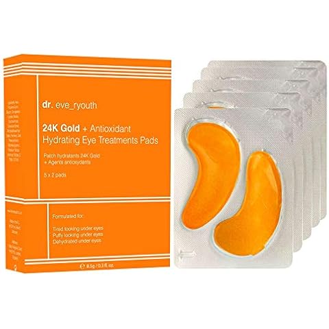 DR. EVE_RYOUTH Under Eye Pads , 24K Gold + Antioxidant Hydrating Eye Treatment Pads (5 x 2), Under Eye Patches for Puffy Eyes , Hydrating Gel Eye Pads Which Gives Tire-less Eyes Cover