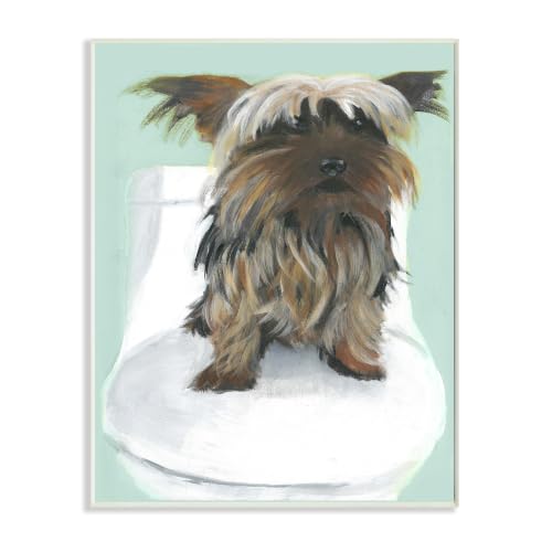 Image of Yorkie Bathroom Comic, 13 x 19 Inch Mounted Print on Wall Plaque
