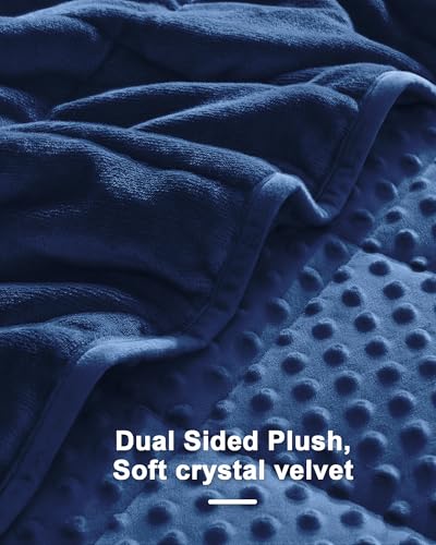 Image of Weighted Blanket for Adults Twin Size 15 lbs, Soft Cooling Minky Dot Heavy Breathable Blanket for All-Season, Washable Weighted Throw with Glass Beads, 60 x 80 Inches, Navy Blue