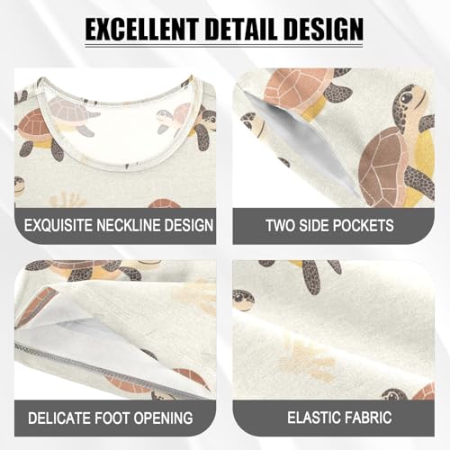 ALAZA Turtles Leaves Pajama Set Short Sleeve Sleepwear Soft Lounge Nightwear4