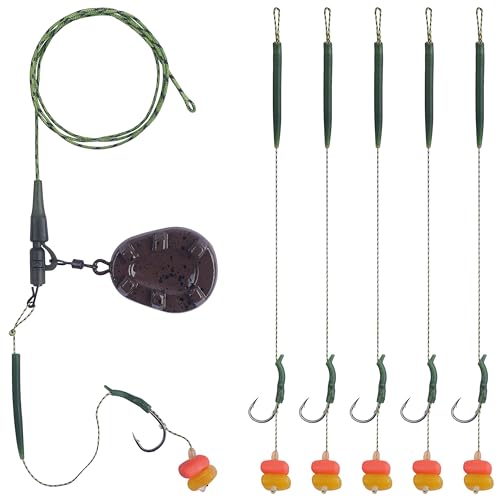 Carp Fishing Rigs Kit Carp Hair rig with Carp Sinker Weights Carp Hooks Corns Bait Rolling Swivels...