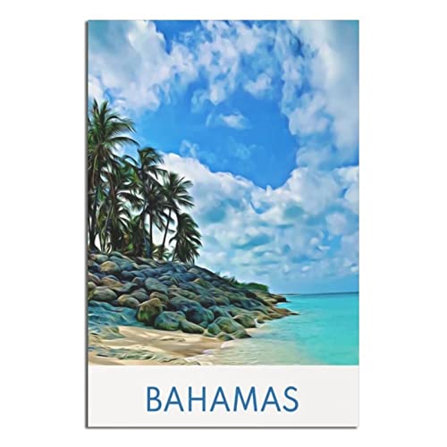 EWPLOREWASP Affiche de voyage vintage Bahamas Beach sur toile - Cadeau - Décoration murale - Affiche décorative