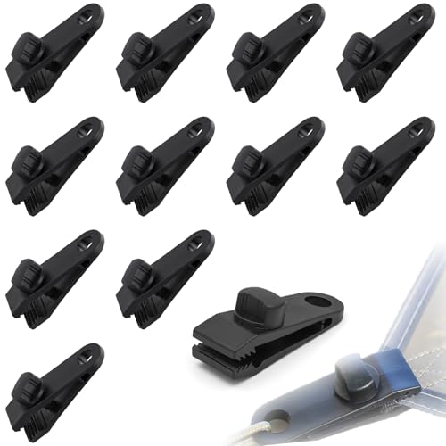 12 Stück Planenclips,Planenspanner,Markisenklemme,Planenbefestigung,Planenhalter Für Zelte, Abdeckungen, Markisen, Banner, Zeltplanen Clips Für Zeltplane Zur Verhinderung Von Sturm, Schwarz