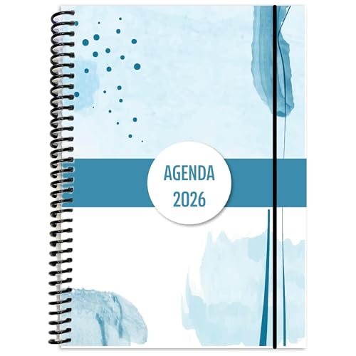 Agenda 2026 Día Por Página Formato A5 320 Páginas Diseño Moderno Profesional Espiral Plástico Tapas Protectoras Papel Premium 80g Planificador Diario Semana Completa Con Calendarios Incluidos