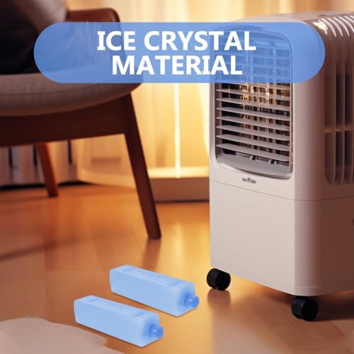 Image of Mini Reusable Freezer Packs for Swamp Cooler, 4pcs Ice Blocks for Portable Air Conditioner Fans, Freezer Blocks Ice Crystal Boxes for Lunch Box Camping, Picnics, Beach, Fishing,6.10x1.57x 1.57in