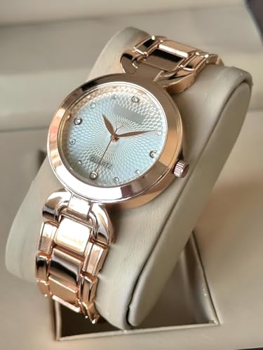 Image of styledose Women Analogue Wrist Watches for Women's & Girls&Ladies Diamond Studded Dial Rosegold Colored Stylish Bracelet Strap