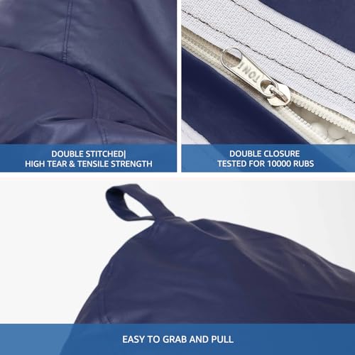 Image of Amazon Brand - Solimo Classic Bean Bag Cover 6XL Without Beans, Faux Leather Bean Bags Cover with Handle & Zipper, Bean Bag Cover for Living Room, 6 Months Warranty (Dark Blue)