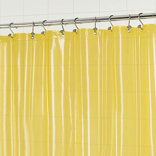 Image of Barossa Design Clear Yellow Shower Curtain Liner - Premium PEVA Shower Liner with 3 Magnets & Metal Grommets, Waterproof Lightweight Standard Size Curtains for Bathroom - Translucent Yellow