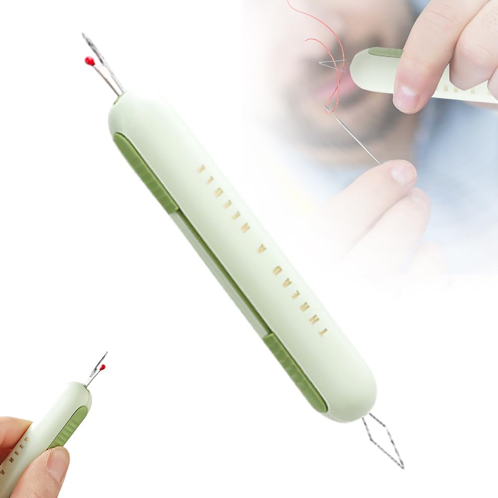 2 in 1 Needle Threader Seam Ripper,2024 New 2 in 1 Upgraded Needle Threader Seam Ripper Tool,Integrated Seam Remover and Needle Threading Tool,Multifunctional Seam Rippers (Green)
