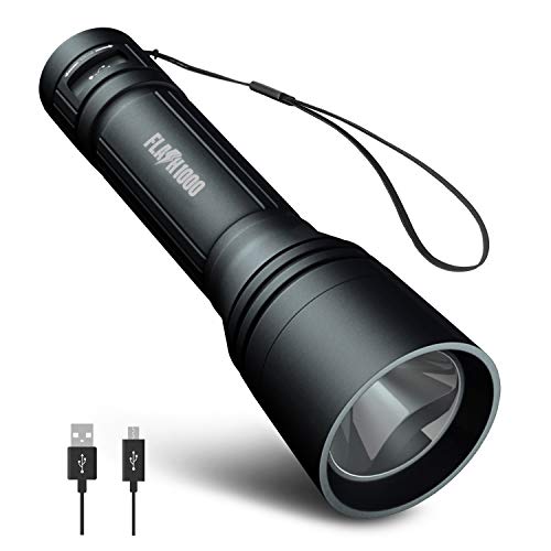 Blazin Rechargeable Flashlight | 1000 Lumen Tactical LED Flashlight with 4 Modes | 12 Hours Battery Runtime | 325 Yard Visibility | Powerful Micro-USB Waterproof EDC Torch